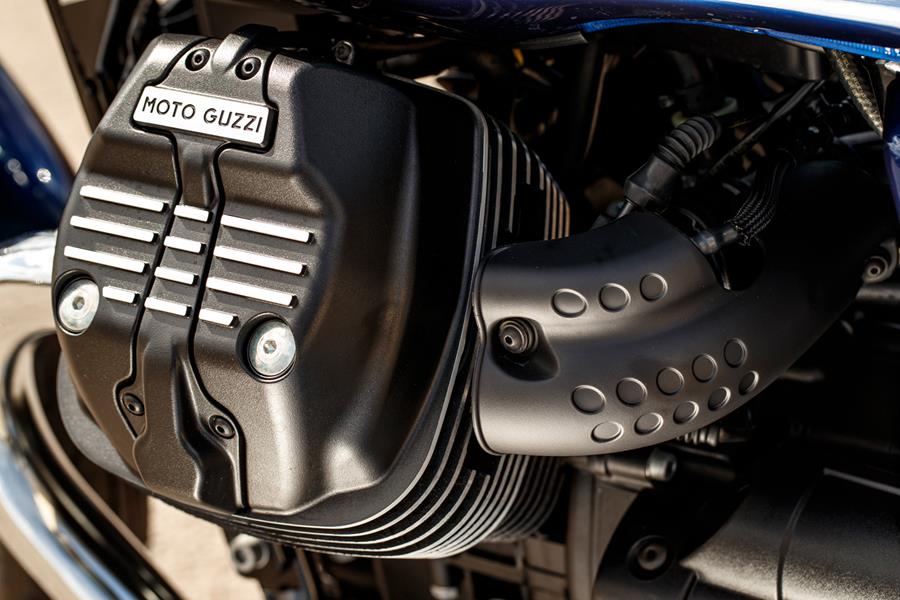 Moto Guzzi V7 engine is a lovely V-twin and larger than ever before at 850cc