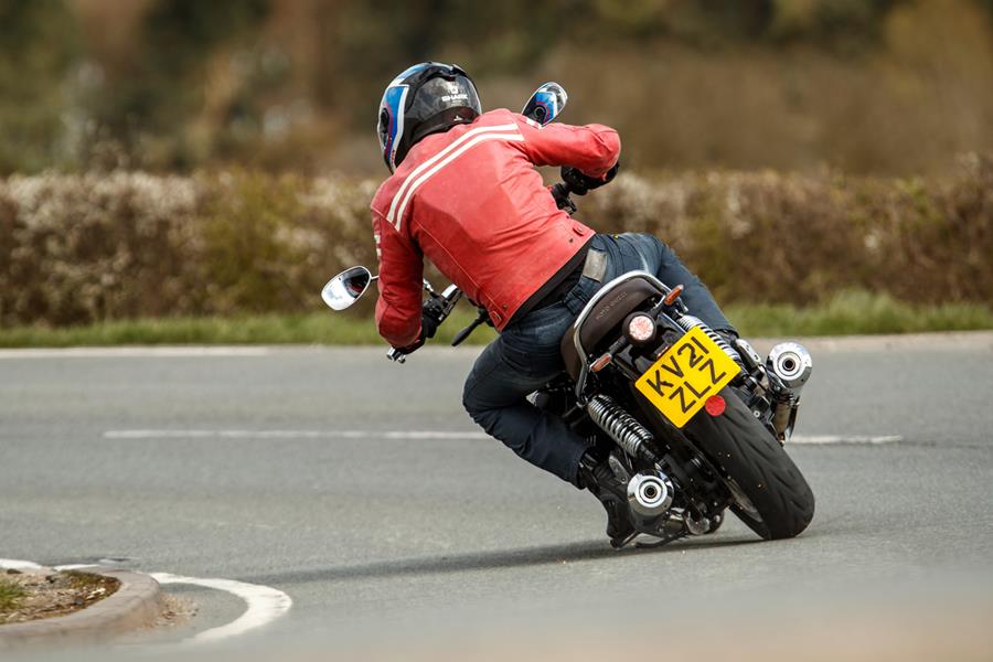 Scraping the footpegs of the 2021 Moto Guzzi V7