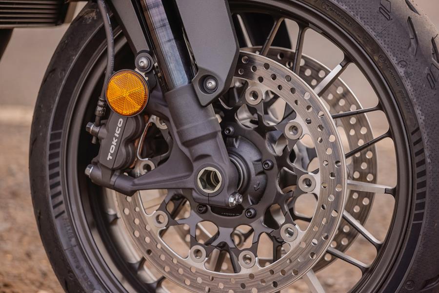 Front brakes on the Honda CB1000R are impressive