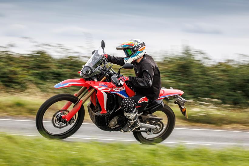 Honda CRF300 Rally, left turn on road