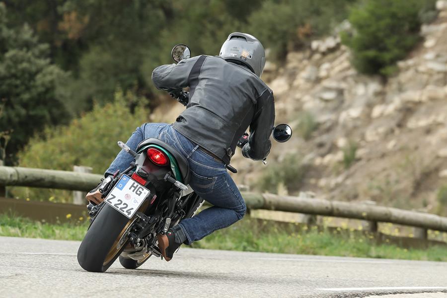 Kawasaki Z650RS on the road rear