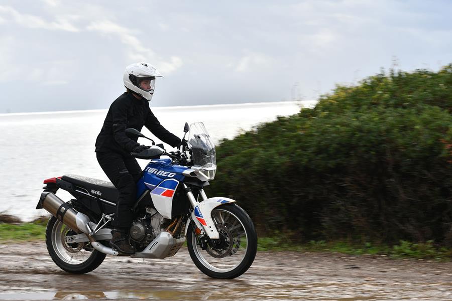 Riding a light trail on the Aprilia Tuareg 660