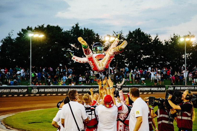 Polish national champion Patryk Dudek secured the points that won his country a place in the World Cup final