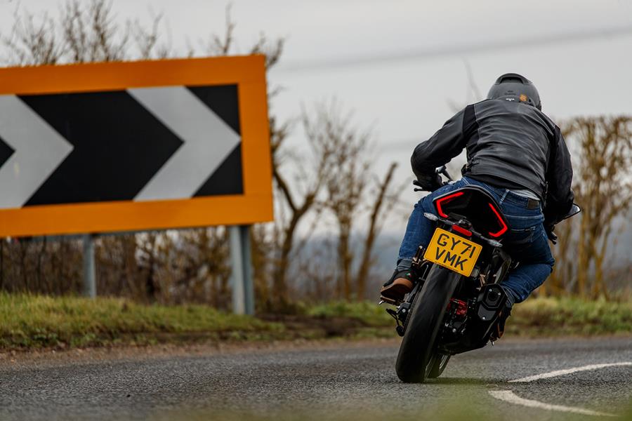 A rear view of the Sinnis GPX 125