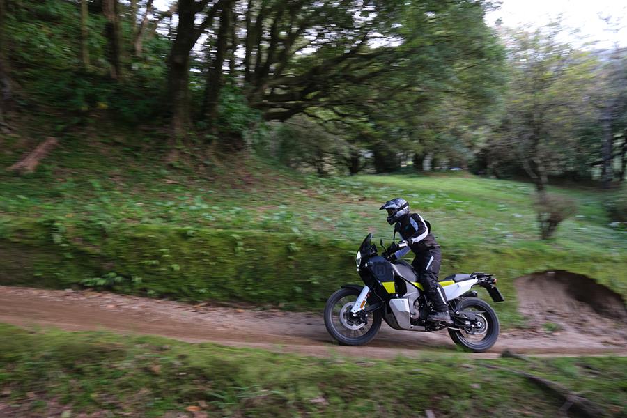 A side view of the Husqvarna Norden 901 riding off road