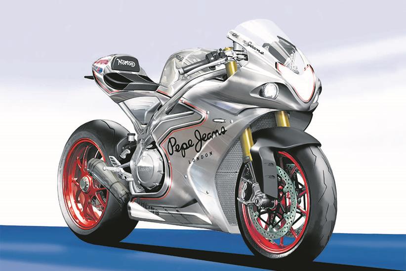 Taking cues from the TT bike, this Norton image shows the V4 that's set to debut at Motorcycle Live.