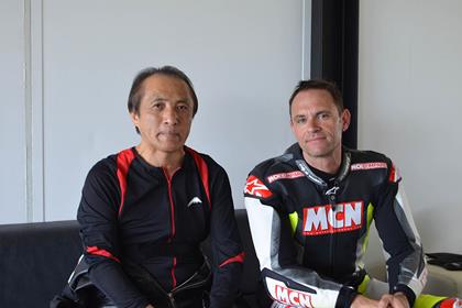 MCN Senior Road Tester, Michael Neeves, with Yamaha boss Hiroyuki Yanagi, back in 2015.