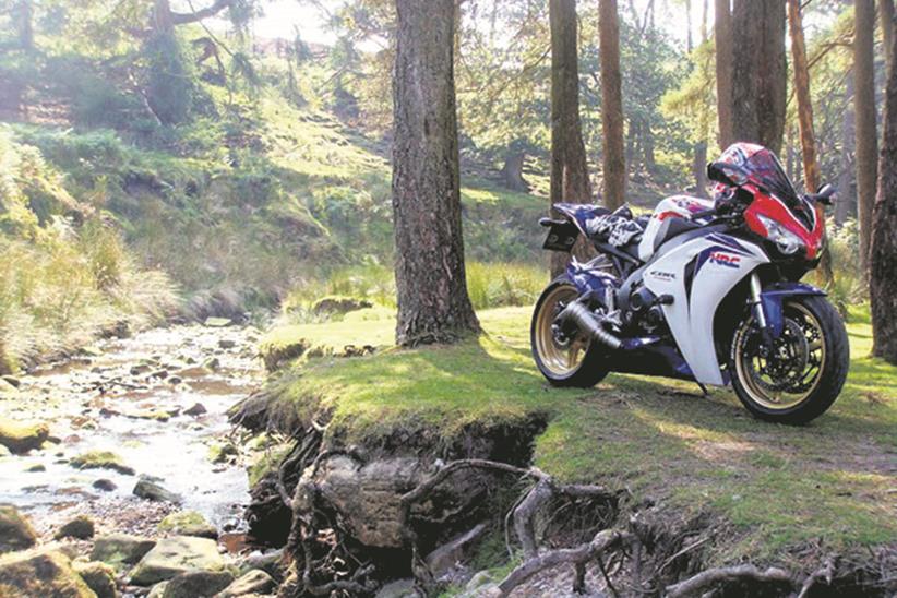 Jonny Wild’s Fireblade at the Trough of Bowland.