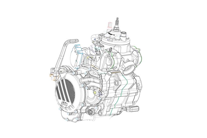 New: The only official image released by KTM is this outline drawing of the new TPI two-stroke engine.