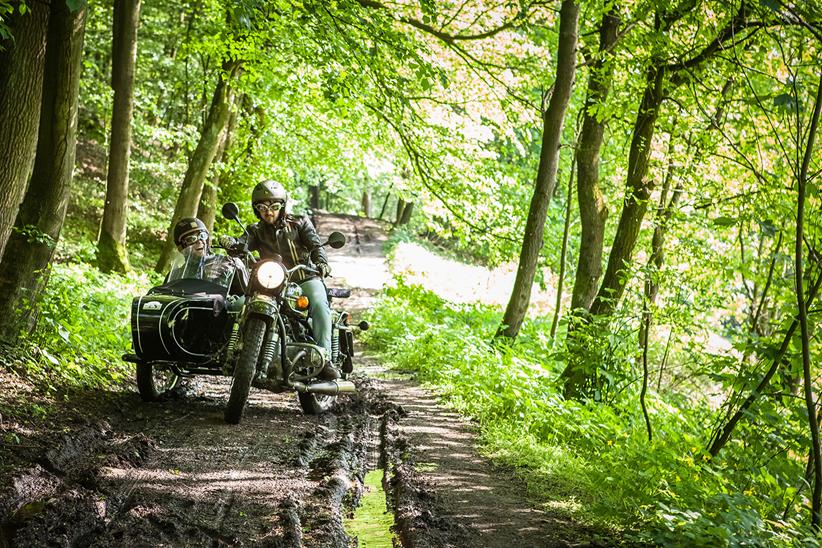 The MCN staff off-road with a sidecar, having a total blast