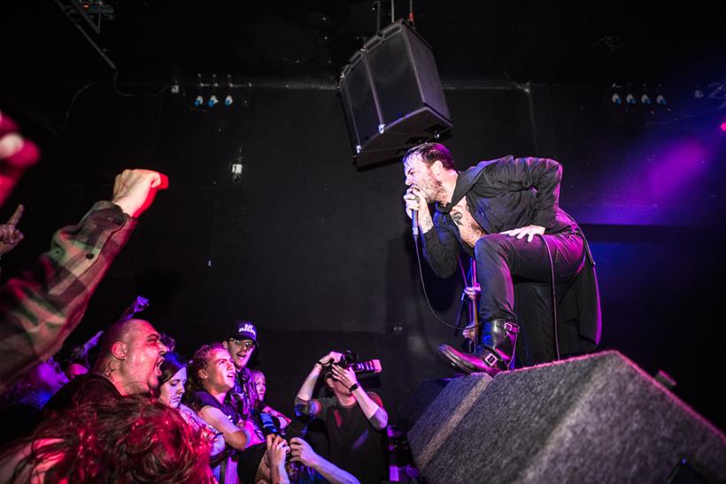 Liam Cormier fronting Canadian punk band Cancer Bats at Nottingham Rescue Rooms