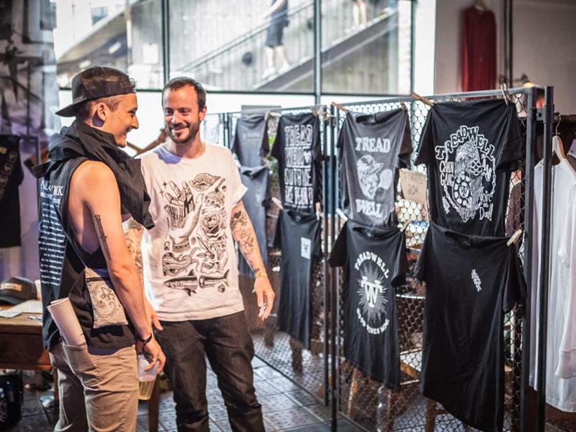 Liam Cormier of Canadian punk band Cancer bats Treadwell clothing pop-up shop