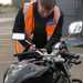 Instructor Mark Wiseman checks over the Suzuki SV650 after the little visit to the ground