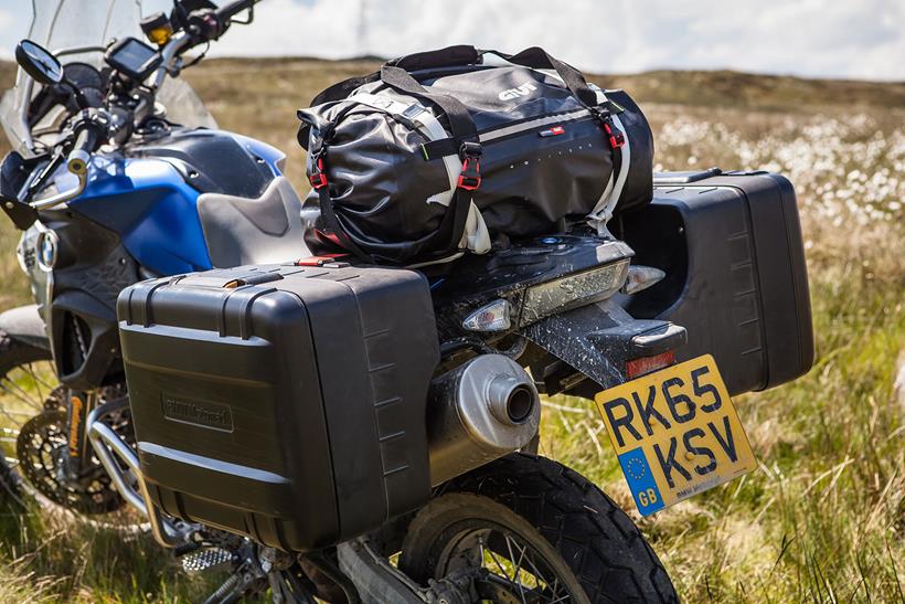 BMW F800GS loaded up with luggage