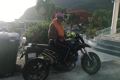 Danny John-Jules on set outside DIP Police Station. “PS. In no way do I condone the riding of a motorcycle without the use of necessary safety equipment”