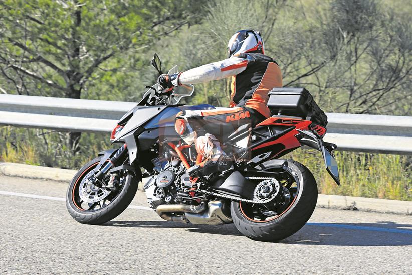 Spy shots captured in December of the KTM 1290 Super Duke GT