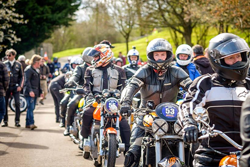 Riders wait for the hill sprint start