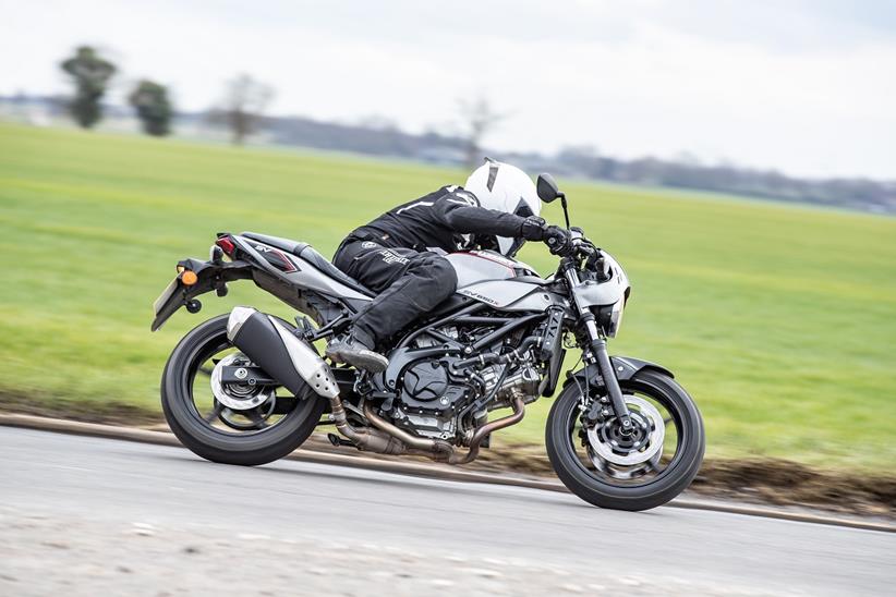 The Suzuki SV650X is fun in the bends whatever the weather