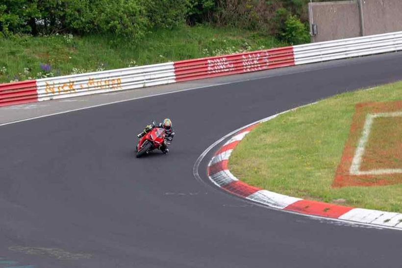 The Ducati Panigale V4 S on track