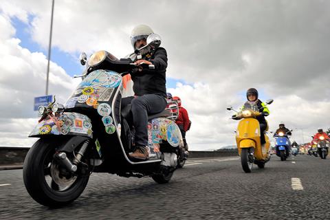 Thousands of Vespas on parade in Belfast