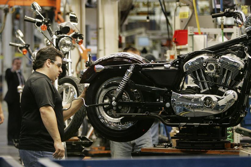 Harley-Davidson in the factory.