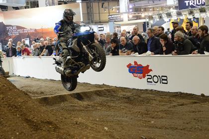 BMW GS getting some air at Motorcycle Live