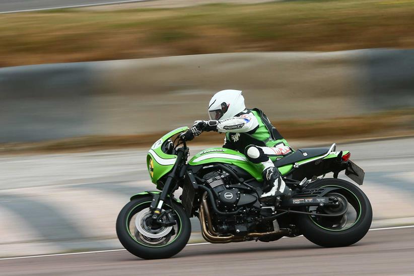 MCN's Adam Child on his Kawasaki Z900RS Café Racer on track