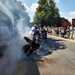 Michael Van der Mark doing a burnout in the pits on his Yamaha YZF-R1