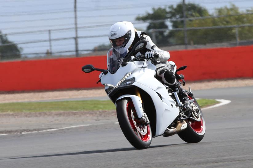 Claire Lomas completed the first lap of her BSB challenge at Silverstone