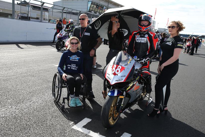 Claire Lomas on the grid with Lewis Rollo