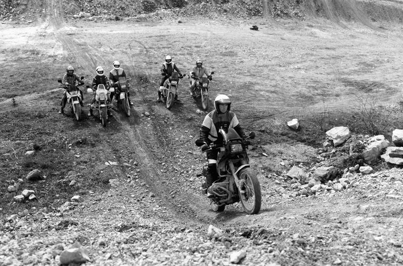 BMW riders enjoying the abandoned quarry site in 1994