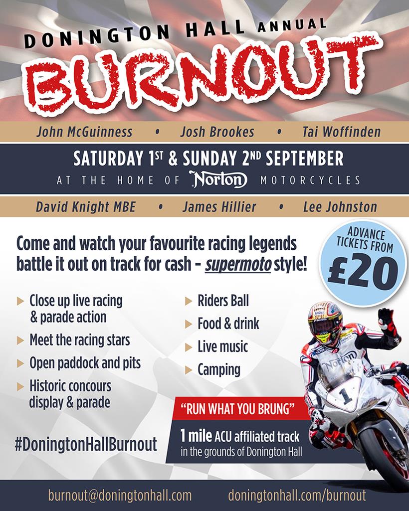 Burnout will take place at Donington Hall