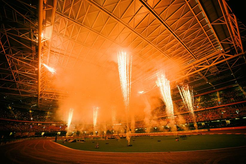 A firework display inside the stadium (photo credit: SpeedwayGP)