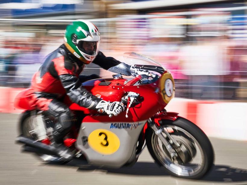 An MV Agusta taking part in the Brackley Festival of Motorcycling