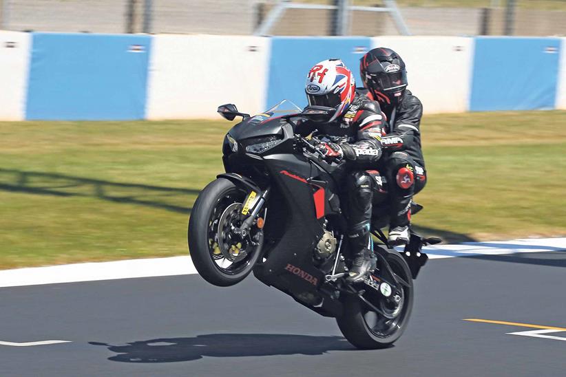 Ron performs an effortless 130mph wheelie