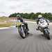 The current Norton SG7 and the 1953 Manx on track together