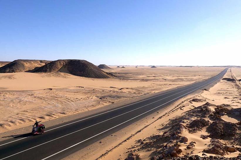 Riding through the Sahara on the journey