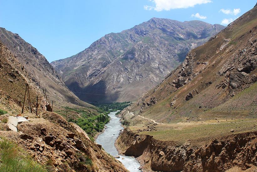 Tajikistan on the left and Afghanistan on the right