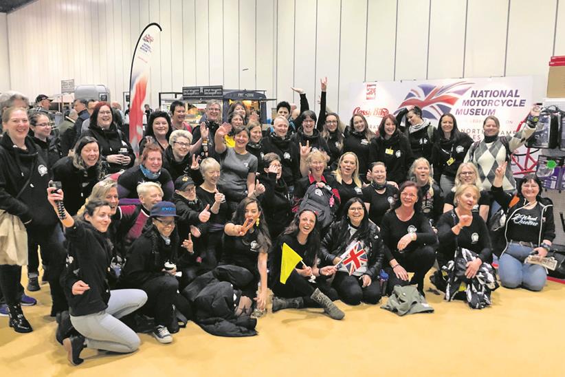 Women Riders World Relay team at the London Motorcycle Show