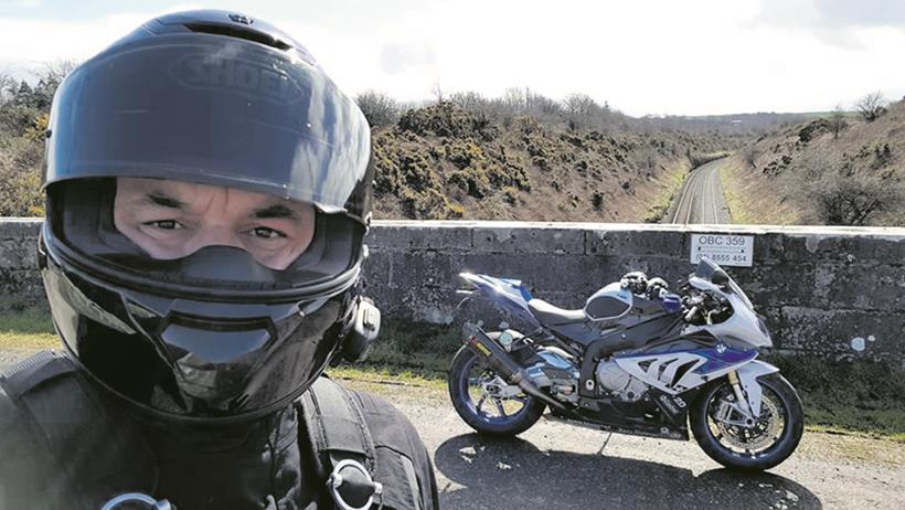 R5k member Gappo Mancini with his BMW HP4