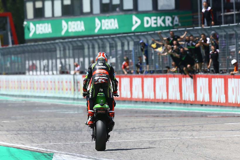 Rea pulls a wheelie at Imola earlier in the season