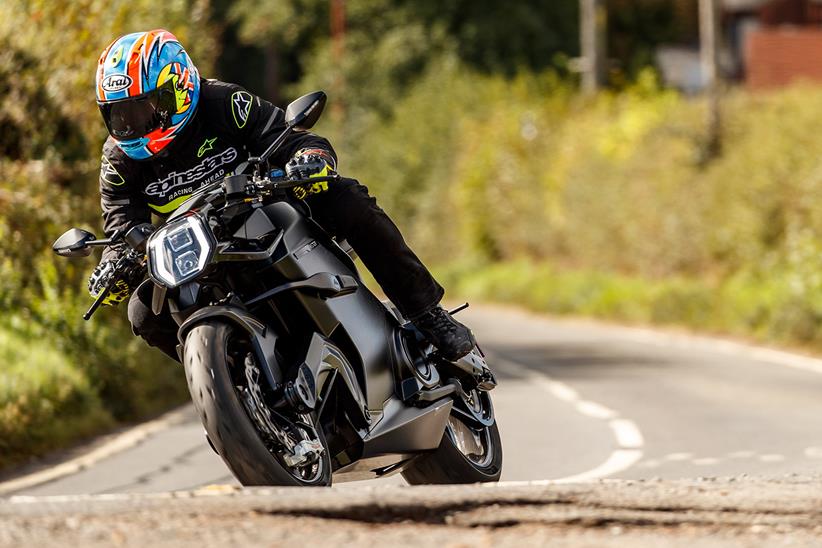 Michael Neeves rides the Arc Vector electric superbike