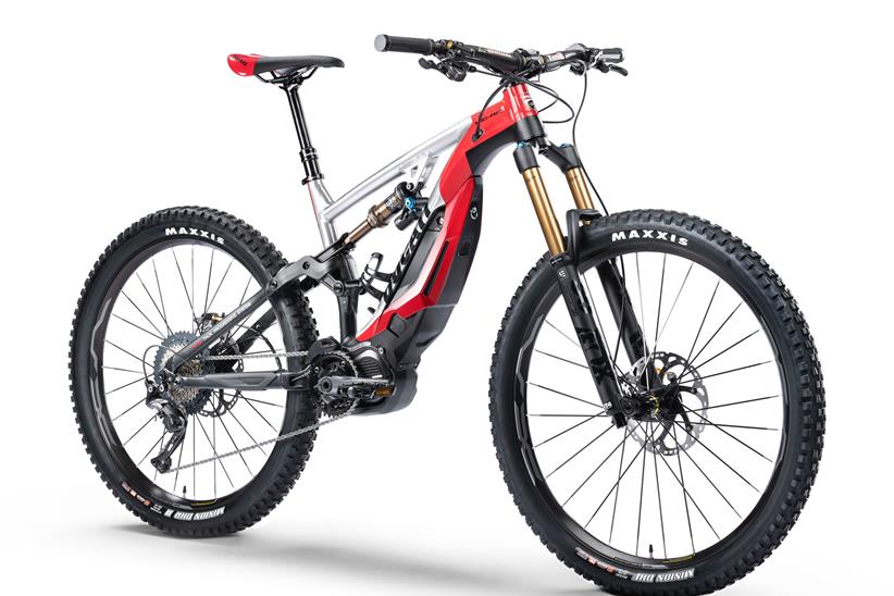 Early studio image of the Ducati MIG-RR e-MTB front three quarter