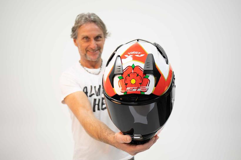 Carl Fogarty with his LS2 helmet