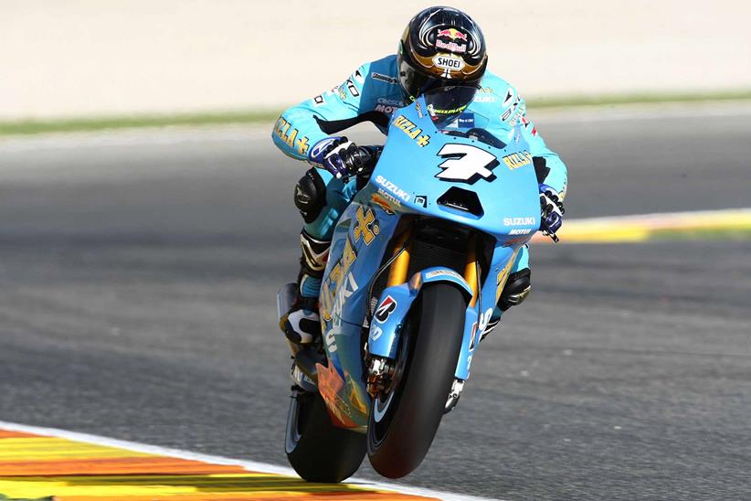 Vermeulen wheelies his factory Suzuki MotoGP bike