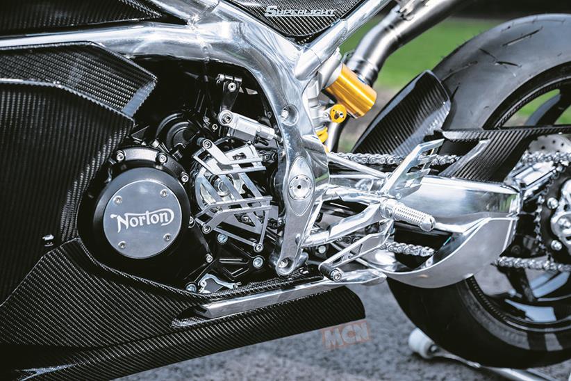 The frame has the same luxurious spec as Norton’s V4 RR (Photo credit: Joe Dick)