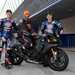 Lewis Hamilton with WSB riders Alex Lowes and Michael van der Mark