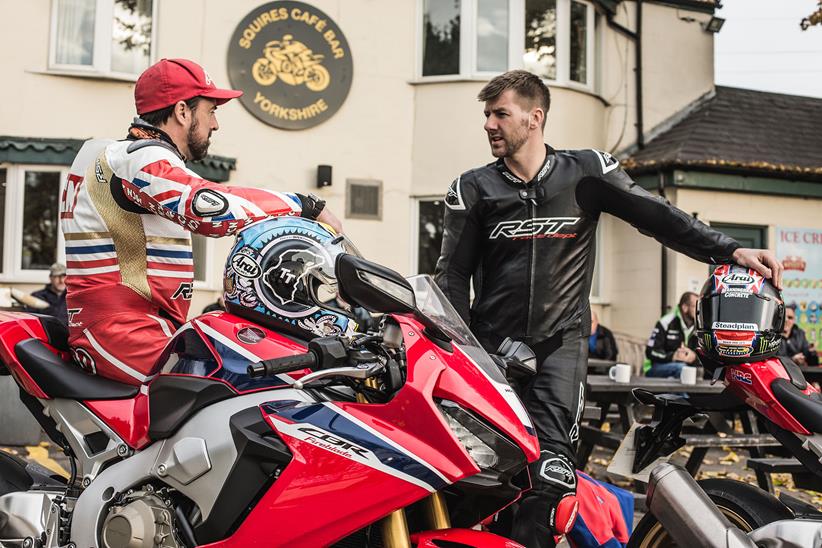 Ian Hutchinson turns heads at Squires Café