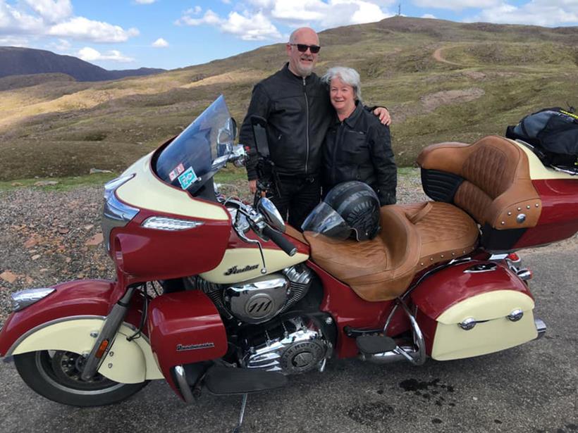 Alan Walker with wife, Sue and his Indian Roadmaster