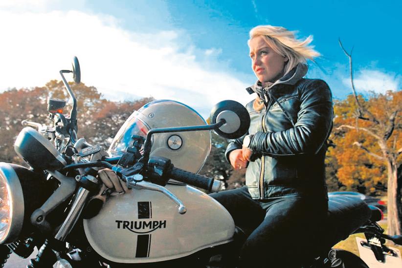 Aimee Fuller on her Triumph Street Twin